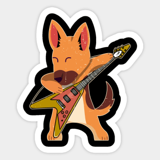 Dog Playing Guitar Rock Rocker Dog Lover Sticker